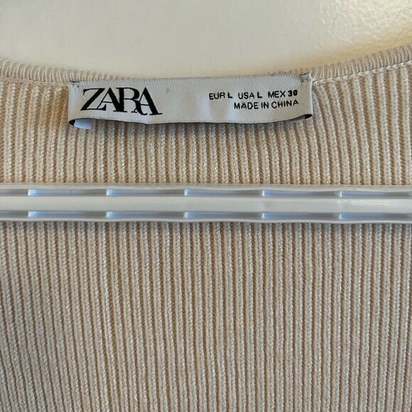Zara midi ribbed cream knit dress - Picture 7 of 9